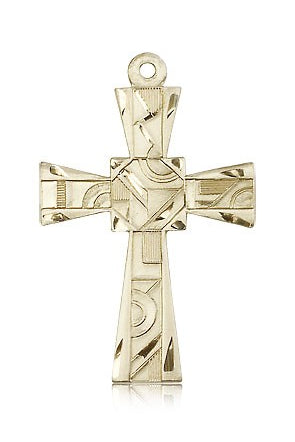 Mosaic Cross Pendant, 14 Karat Gold - 14 KT Yellow Gold