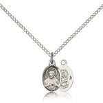 Scapular Medal, Sterling Silver - 18&quot; 1.2mm Sterling Silver Chain + Clasp