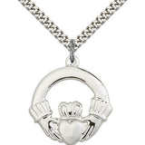 Claddagh Medal, Sterling Silver - 24&quot; 2.4mm Rhodium Plate Endless Chain