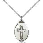 Cross Pendant, Sterling Silver - 18&quot; 1.2mm Sterling Silver Chain + Clasp