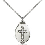 Cross Pendant, Sterling Silver - 18&quot; 1.2mm Sterling Silver Chain + Clasp