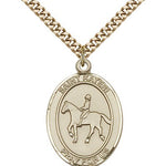 St. Kateri Equestrian Medal, Gold Filled, Large - 24&quot; 2.4mm Gold Plated Chain + Clasp