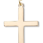 Women's or Boy's 14kt Gold Over Sterling Silver Plain Cross Necklace + 20 Inch Gold Plated Chain &amp; Clasp - Gold-tone