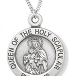 Women's Queen of the Holy Scapular Necklace (Medium), Sterling Silver with Chain Options - 18&quot; 1.8mm Sterling Silver Chain + Clasp