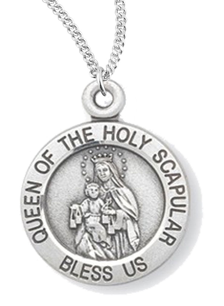 Women's Queen of the Holy Scapular Necklace, Sterling  Silver with Chain Options