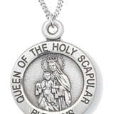 Women's Queen of the Holy Scapular Necklace, Sterling  Silver with Chain Options