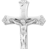Men's Large Sterling Silver Floral Tip Crucifix Necklace with Chain Options