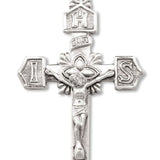 Men's Sterling Silver IHS Crucifix Necklace Pointed Tips with Chain Options