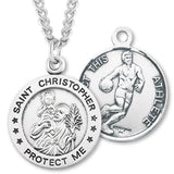 Round Men's St. Christopher Basketball Necklace With Chain