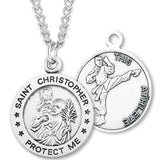 Round Boy's St. Christopher Martial Arts Necklace With Chain