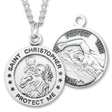 Round Boy's St. Christopher Swimming Necklace With Chain
