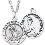 Round Men's Saint Sebastian Baseball Necklace