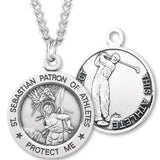Round Men's St. Sebastian Golf Necklace With Chain
