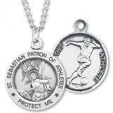 Round Men's St. Sebastian Soccer Necklace With Chain