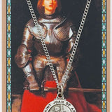Round St. Joan of Arc Medal with Saint Story Card - Silver-tone