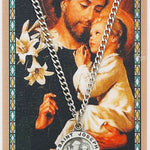 Round St. Joseph Medal and Prayer Card Set - Silver-tone