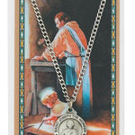Round St. Joseph The Worker Medal and Prayer Card - Silver-tone