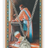 Round St. Joseph The Worker Medal and Prayer Card - Silver-tone