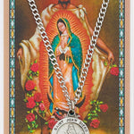 Round St. Juan Diego  Medal and Prayer Card Set - Silver-tone