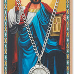 Round St. Timothy Medal and Prayer Card Set - Silver-tone