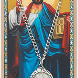 Round St. Timothy Medal and Prayer Card Set - Silver-tone