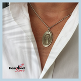Large Men's Deluxe Sterling Silver Oval Miraculous Medal