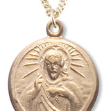 Women's 14kt Gold Over Sterling Silver Round Sacred Heart Necklace + 18 Inch Gold Plated Chain &amp; Clasp - Gold-tone