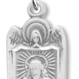 Sacred Heart of Jesus with Angel Necklace, Sterling Silver with Chain
