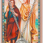 Saint Raphael the Archangel Prayer Card and Medal - Silver tone