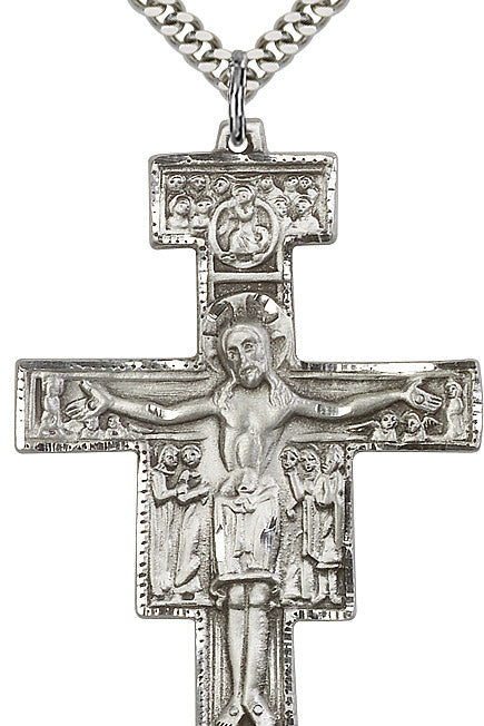 Large Sterling Silver San Damiano Crucifix Pendant