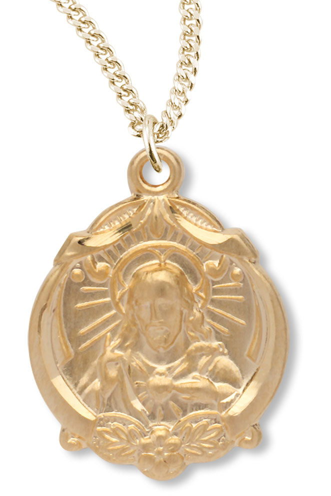 Women's 14kt Gold Over Sterling Silver Scapular Jesus Necklace+ 18 Inch Gold Plated Chain &amp; Clasp - Gold-tone