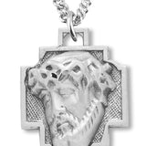 Women's Sterling Silver Christ Head with Crown of Thorns Necklace with Chain Options