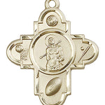 Sports 5 Way Cross St Sebastian Medal, Gold Filled - No Chain