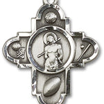 Sports 5 Way Cross St Sebastian Medal, Sterling Silver - No Chain