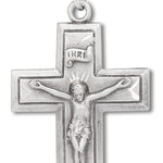 Women's or Boys Square Edge Modern Crucifix Necklace, Sterling Silver with Chain - 20&quot; 2.2mm Stainless Steel Chain with Clasp