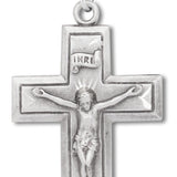 Women's or Boys Square Edge Modern Crucifix Necklace, Sterling Silver with Chain - 20&quot; 2.2mm Stainless Steel Chain with Clasp