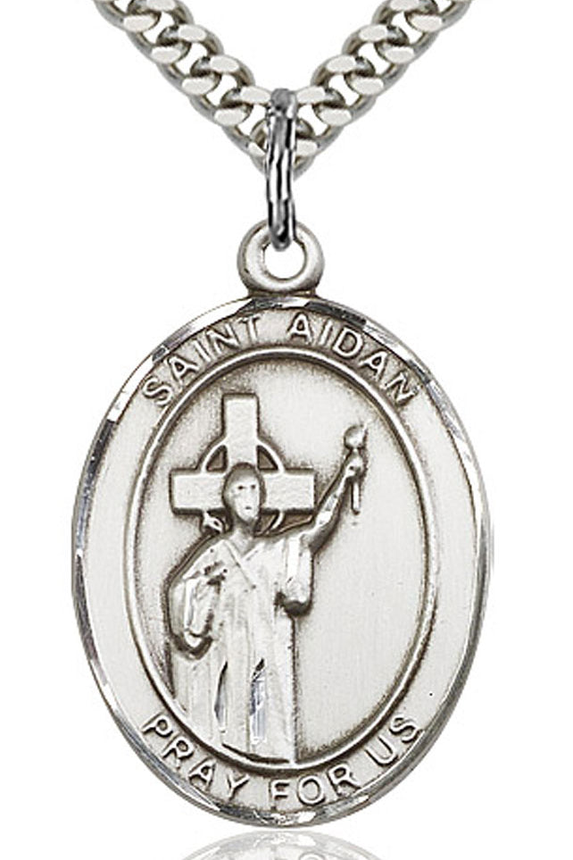 St. Aidan of Lindesfarne Medal, Sterling Silver, Large