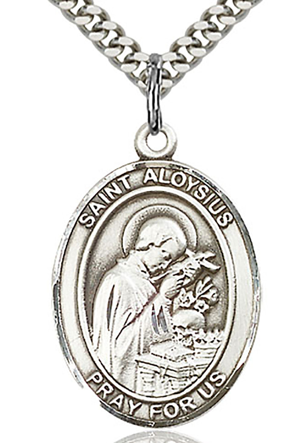 St. Aloysius Gonzaga Medal, Sterling Silver, Large