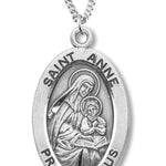 Women's St. Anne Necklace Oval Sterling Silver with Chain Options - 18&quot; 1.2mm Sterling Silver Chain + Clasp