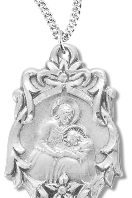 Women's St. Anne Necklace, Sterling  Silver with Chain Options - 18&quot; 1.8mm Sterling Silver Chain + Clasp