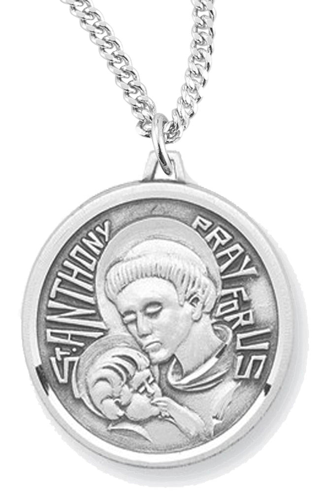 Women's St. Anthony Necklace, Sterling Silver with Chain Options