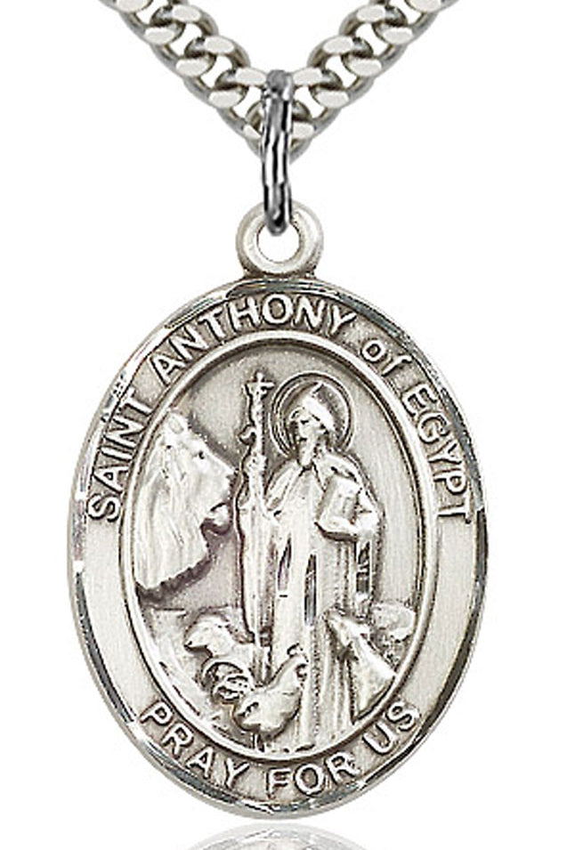St. Anthony of Egypt Medal, Sterling Silver, Large
