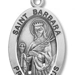 Women's St. Barbara Necklace Oval Sterling Silver with Chain Options - 18&quot; 1.8mm Sterling Silver Chain + Clasp