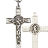 St. Benedict Crucifix Pendant, Sterling Silver