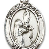 St. Bernadette Medal, Sterling Silver, Large - No Chain
