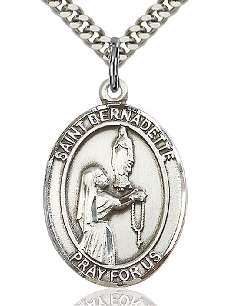 St. Bernadette Medal, Sterling Silver, Large