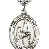 St. Bernadette Medal, Sterling Silver, Large