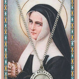 St. Bernadette Medal with Prayer Card - Silver tone