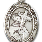 St. Bernard of Clairvaux Medal, Sterling Silver, Large - No Chain