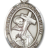St. Bernard of Clairvaux Medal, Sterling Silver, Large - No Chain